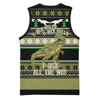 Christmas T Rex Tree Basketball Jersey Xmas Holiday Patterns - Wonder Print Shop