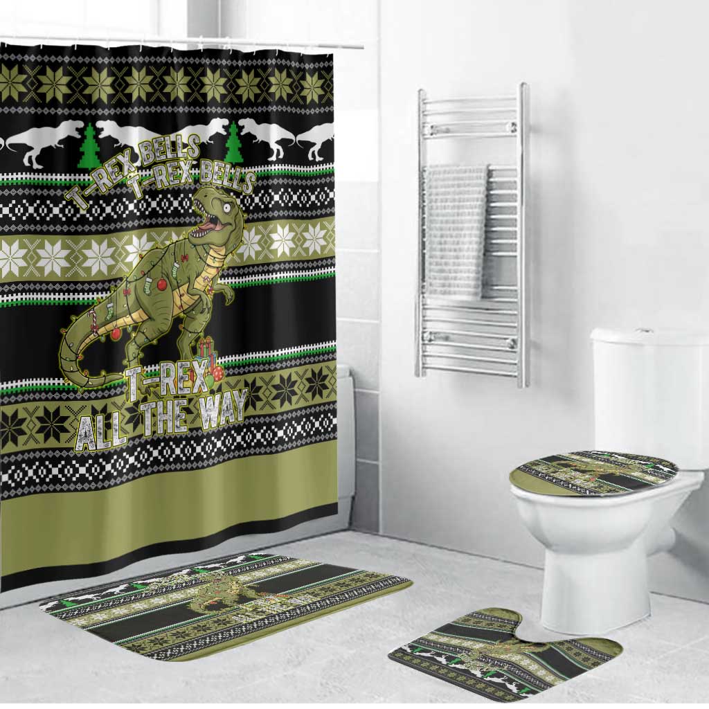 Christmas T Rex Tree Bathroom Set Xmas Holiday Patterns - Wonder Print Shop