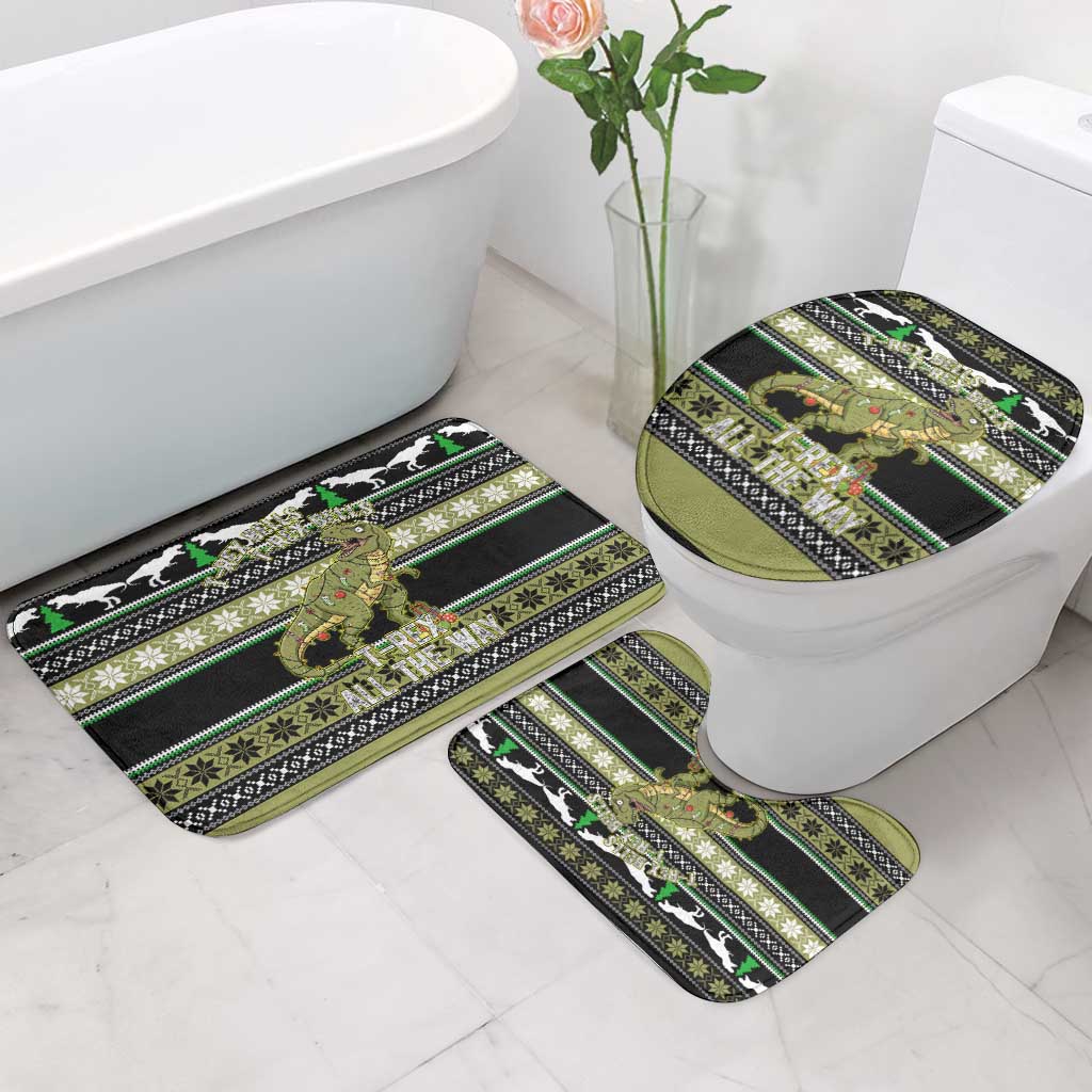 Christmas T Rex Tree Bathroom Set Xmas Holiday Patterns - Wonder Print Shop