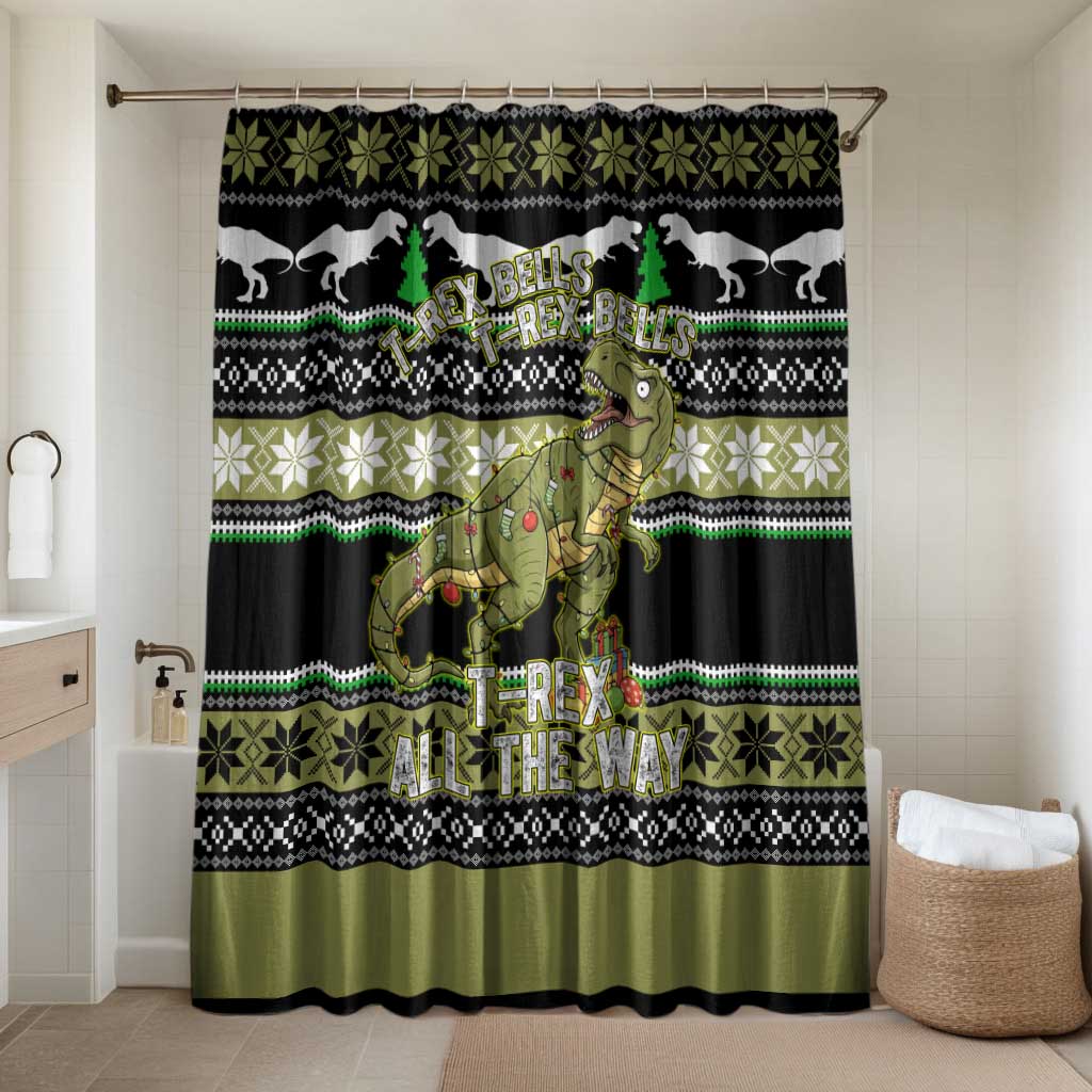 Christmas T Rex Tree Bathroom Set Xmas Holiday Patterns - Wonder Print Shop
