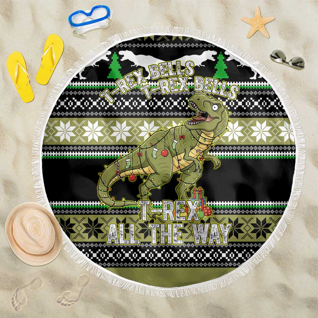 Christmas T Rex Tree Beach Blanket Xmas Holiday Patterns - Wonder Print Shop