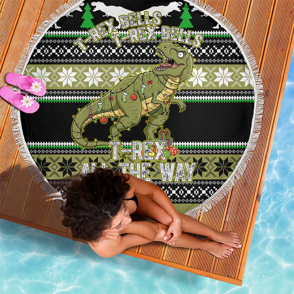 Christmas T Rex Tree Beach Blanket Xmas Holiday Patterns - Wonder Print Shop