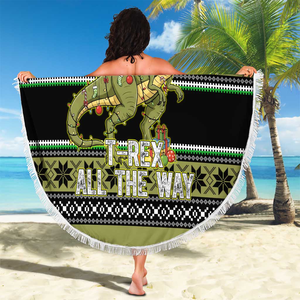 Christmas T Rex Tree Beach Blanket Xmas Holiday Patterns - Wonder Print Shop