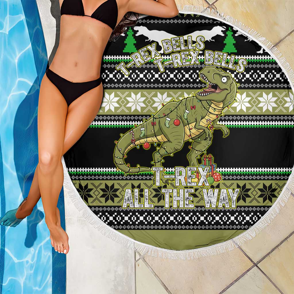 Christmas T Rex Tree Beach Blanket Xmas Holiday Patterns - Wonder Print Shop