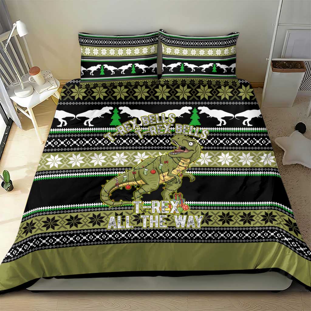 Christmas T Rex Tree Bedding Set Xmas Holiday Patterns - Wonder Print Shop
