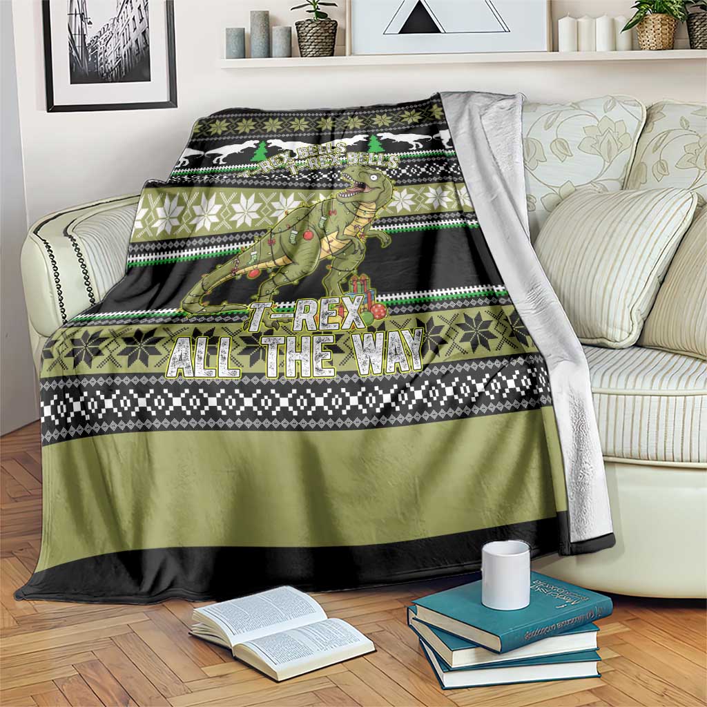 Christmas T Rex Tree Blanket Xmas Holiday Patterns - Wonder Print Shop