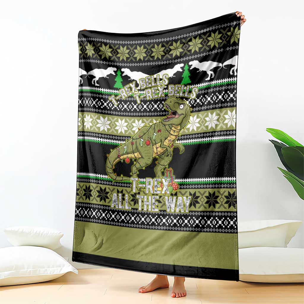 Christmas T Rex Tree Blanket Xmas Holiday Patterns - Wonder Print Shop