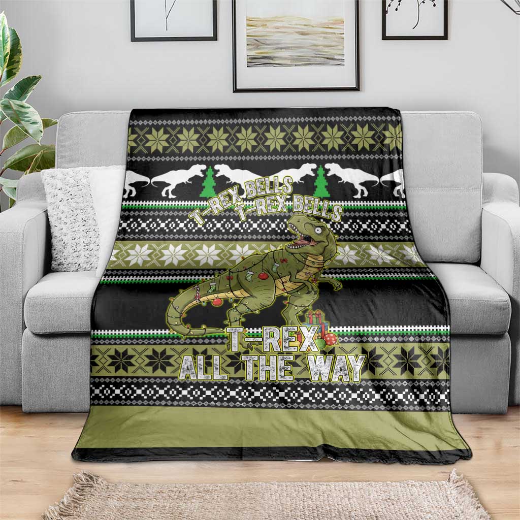 Christmas T Rex Tree Blanket Xmas Holiday Patterns - Wonder Print Shop