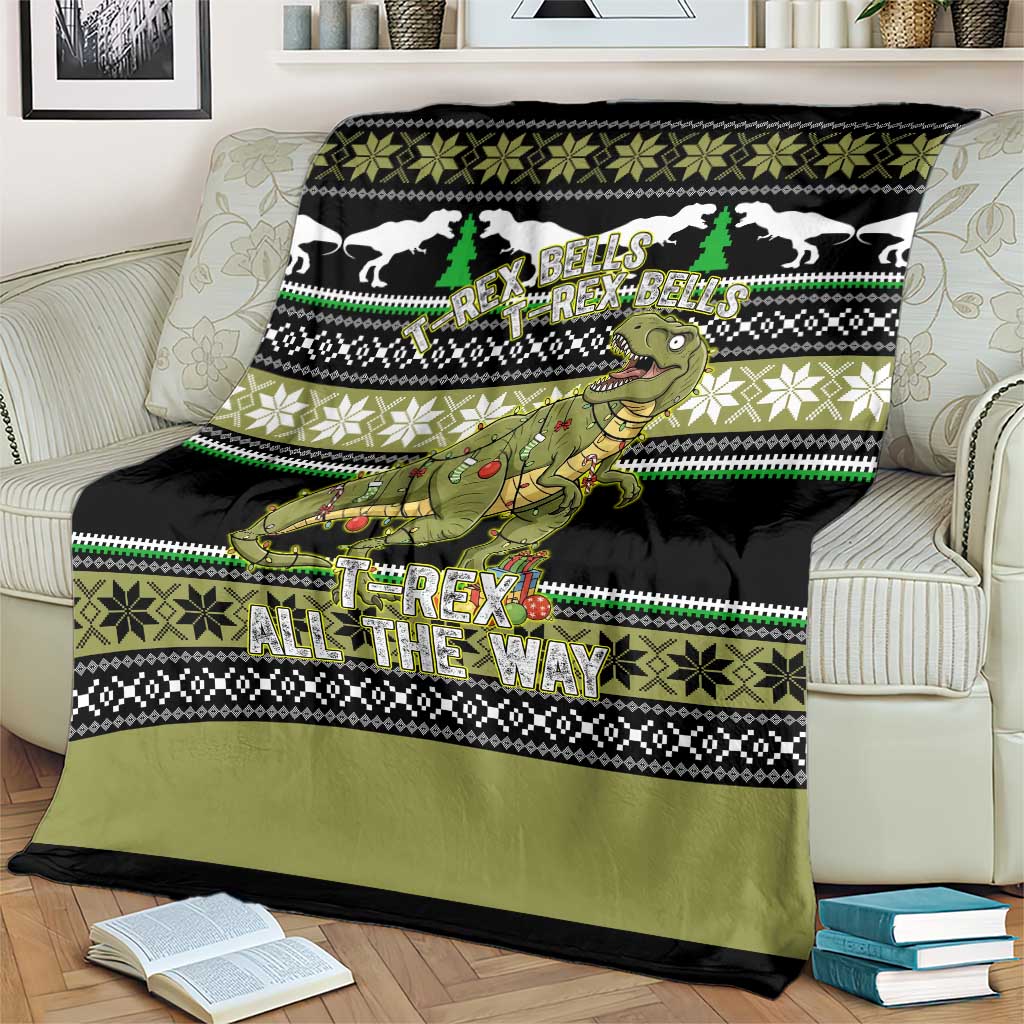 Christmas T Rex Tree Blanket Xmas Holiday Patterns - Wonder Print Shop