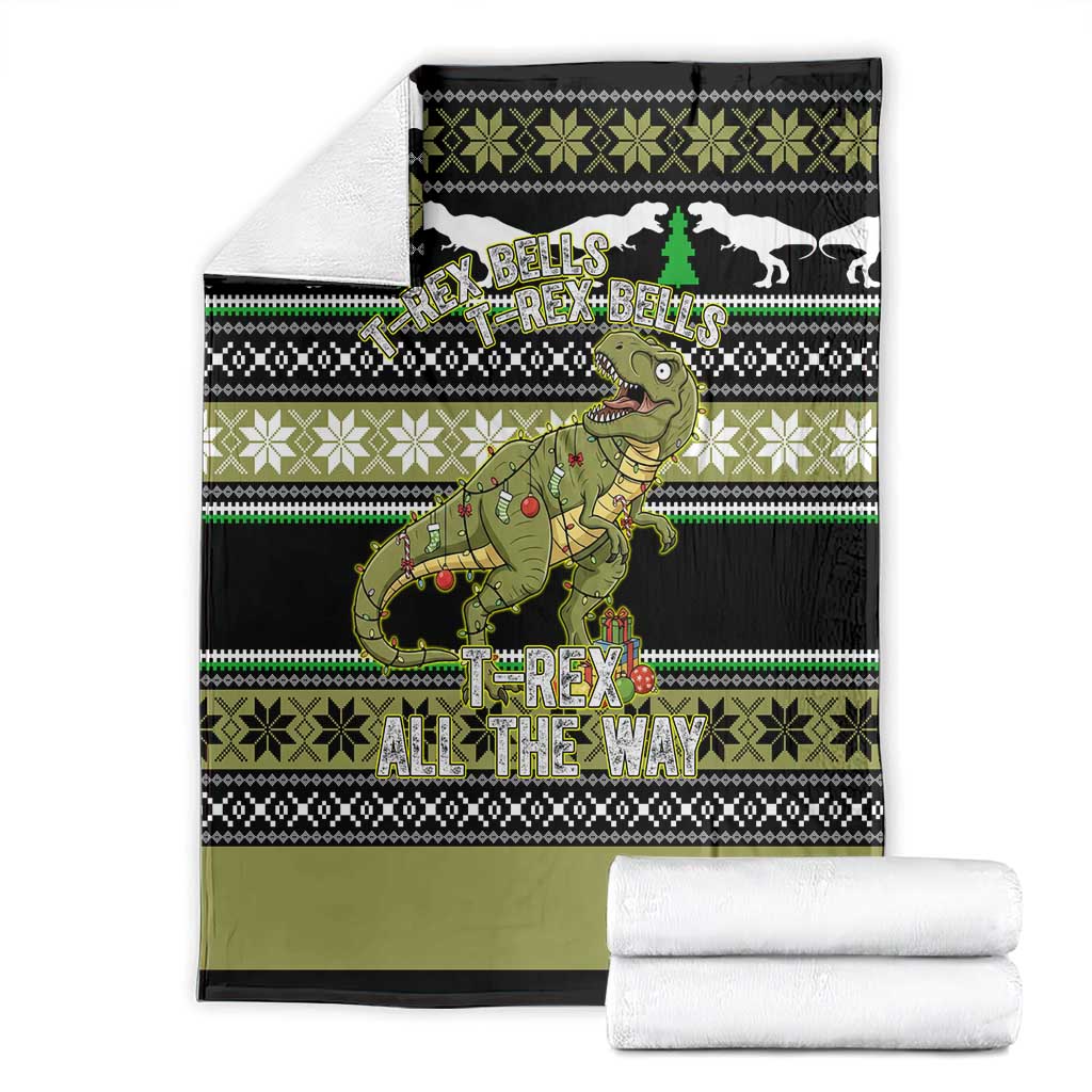 Christmas T Rex Tree Blanket Xmas Holiday Patterns - Wonder Print Shop