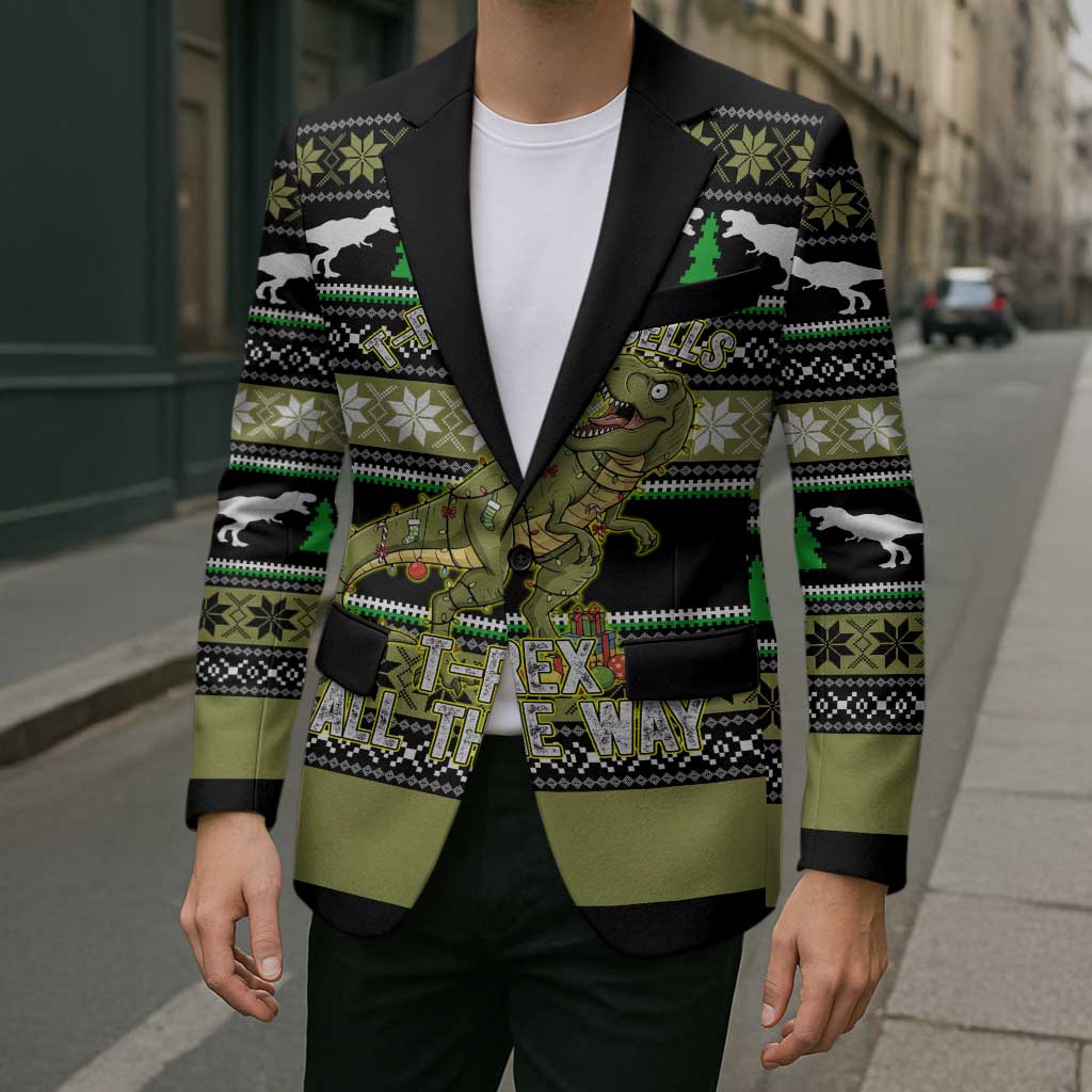 Christmas T Rex Tree Blazer Xmas Holiday Patterns - Wonder Print Shop