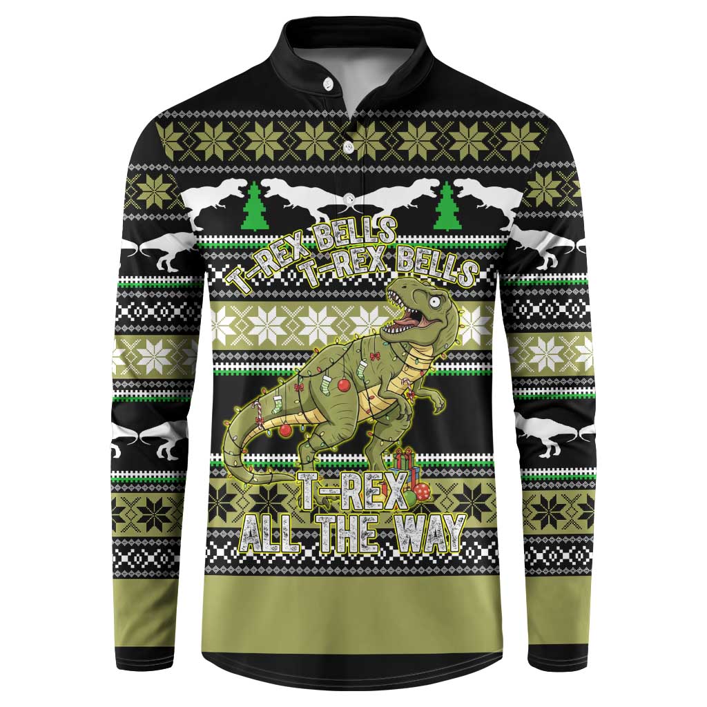 Christmas T Rex Tree Button Sweatshirt Xmas Holiday Patterns - Wonder Print Shop