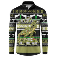 Christmas T Rex Tree Button Sweatshirt Xmas Holiday Patterns - Wonder Print Shop