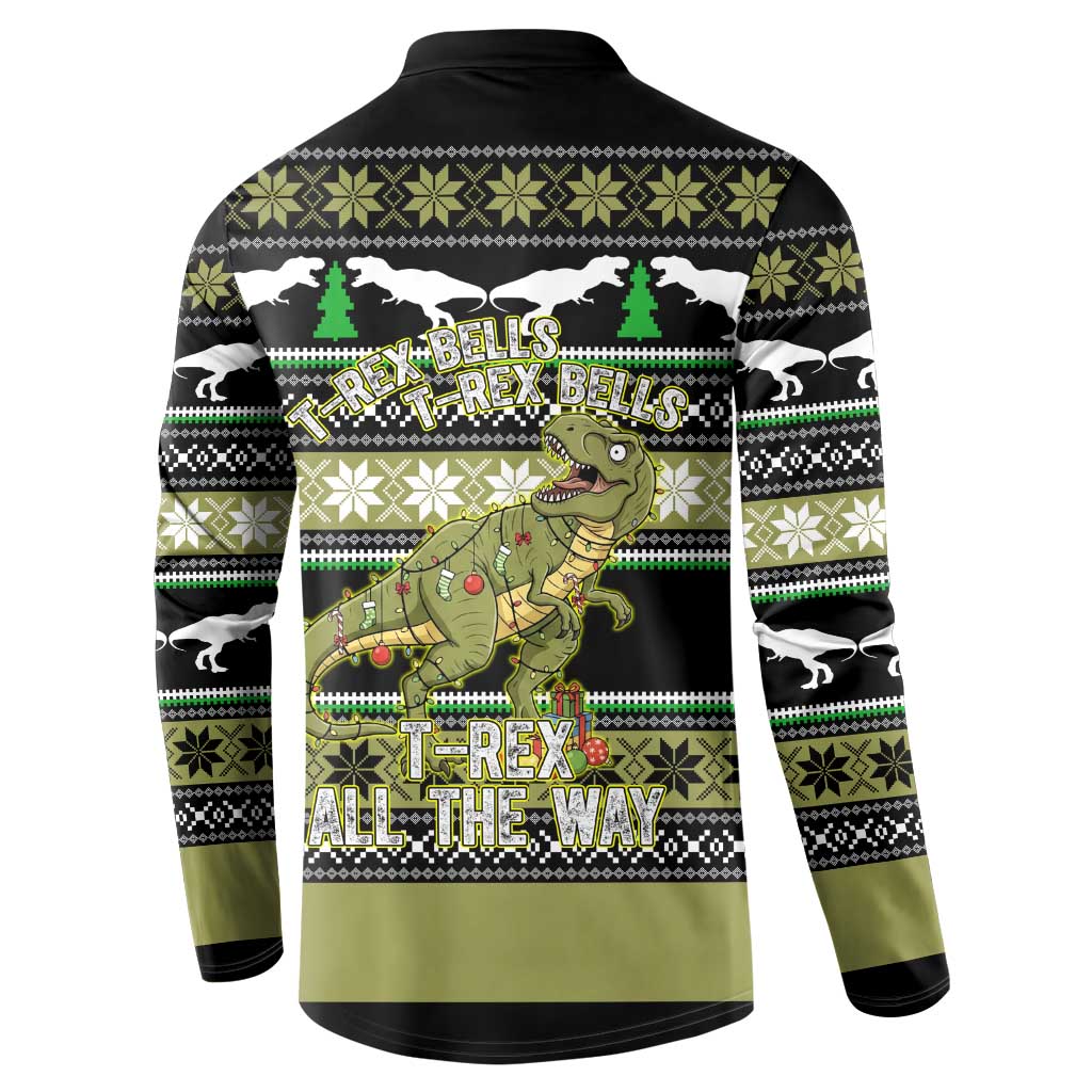 Christmas T Rex Tree Button Sweatshirt Xmas Holiday Patterns - Wonder Print Shop