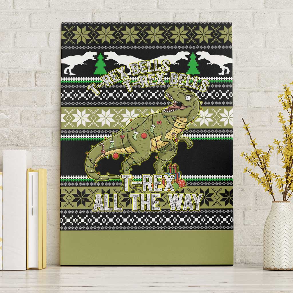 Christmas T Rex Tree Canvas Wall Art Xmas Holiday Patterns - Wonder Print Shop