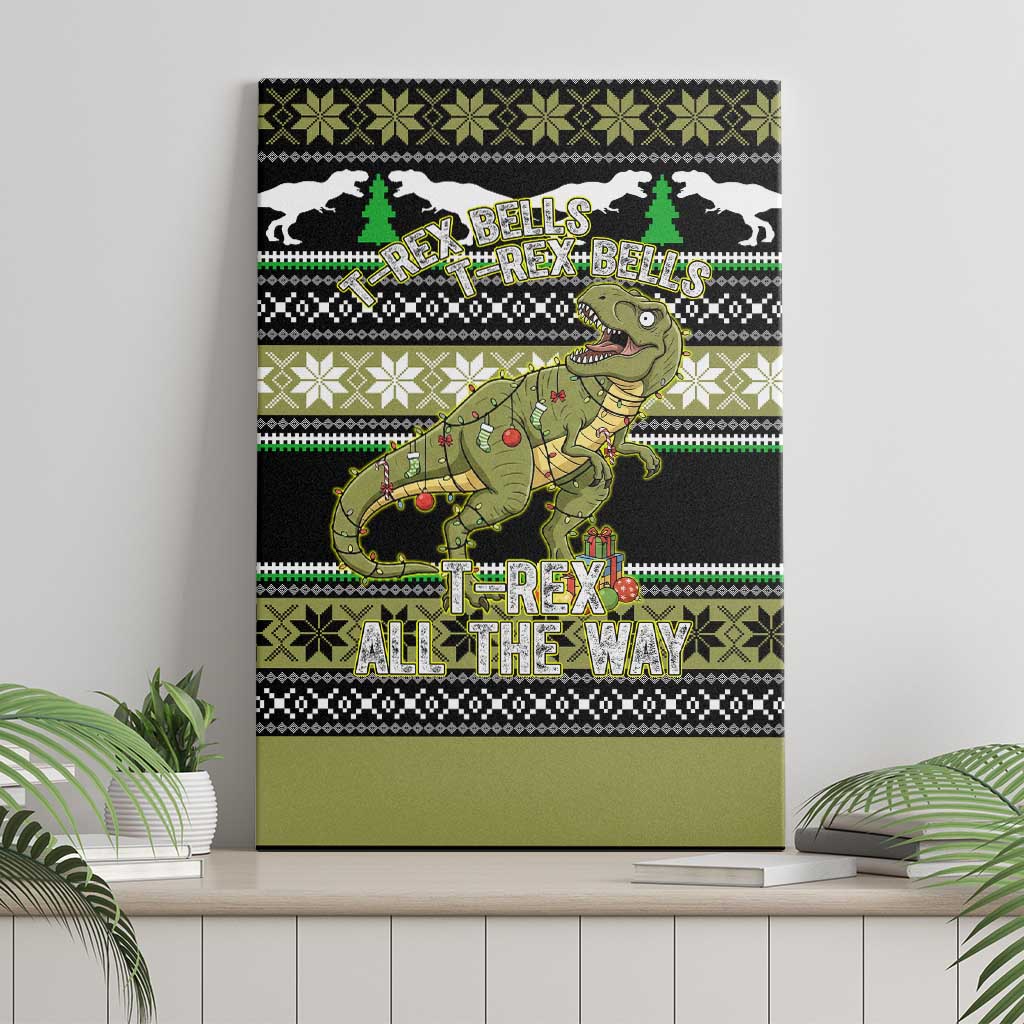 Christmas T Rex Tree Canvas Wall Art Xmas Holiday Patterns - Wonder Print Shop