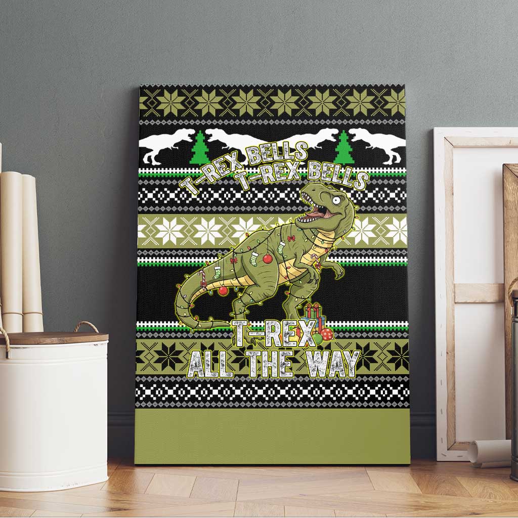 Christmas T Rex Tree Canvas Wall Art Xmas Holiday Patterns - Wonder Print Shop