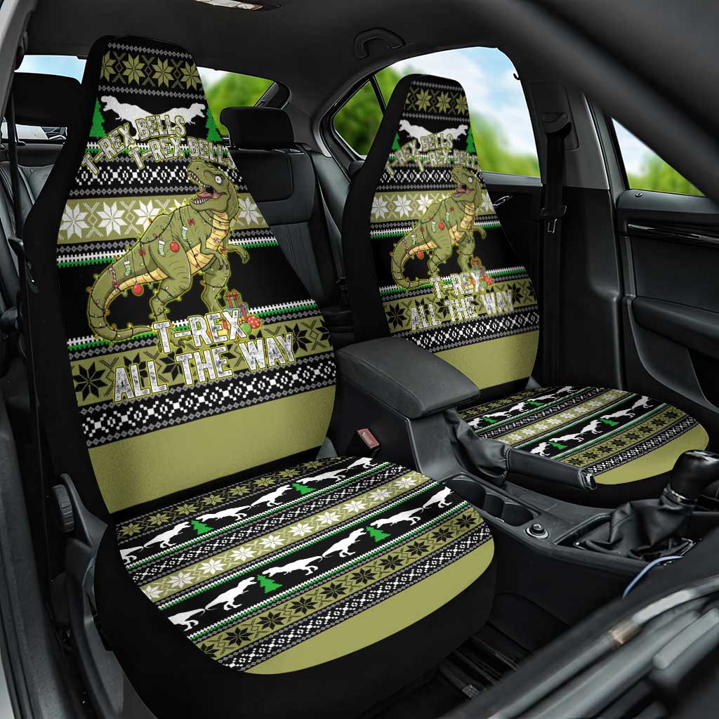 Christmas T Rex Tree Car Seat Cover Xmas Holiday Patterns - Wonder Print Shop