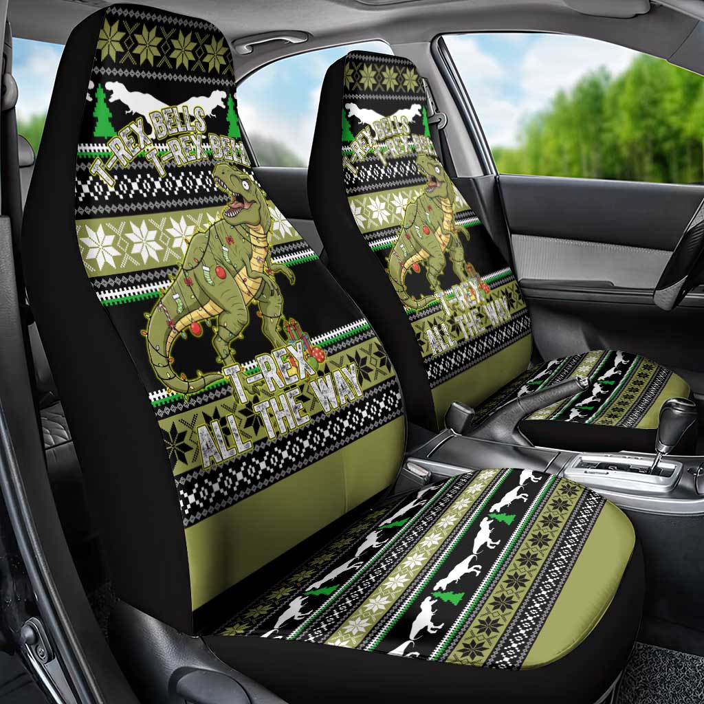 Christmas T Rex Tree Car Seat Cover Xmas Holiday Patterns - Wonder Print Shop