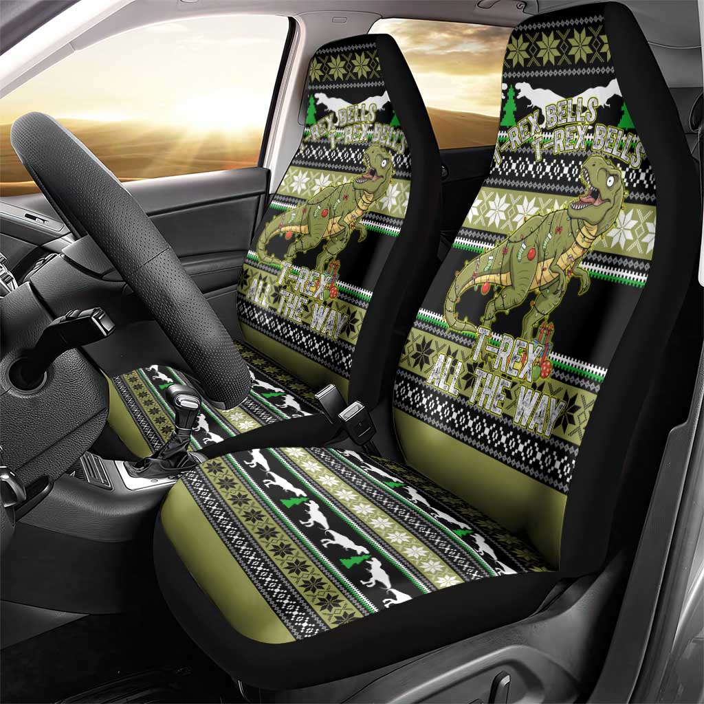 Christmas T Rex Tree Car Seat Cover Xmas Holiday Patterns - Wonder Print Shop