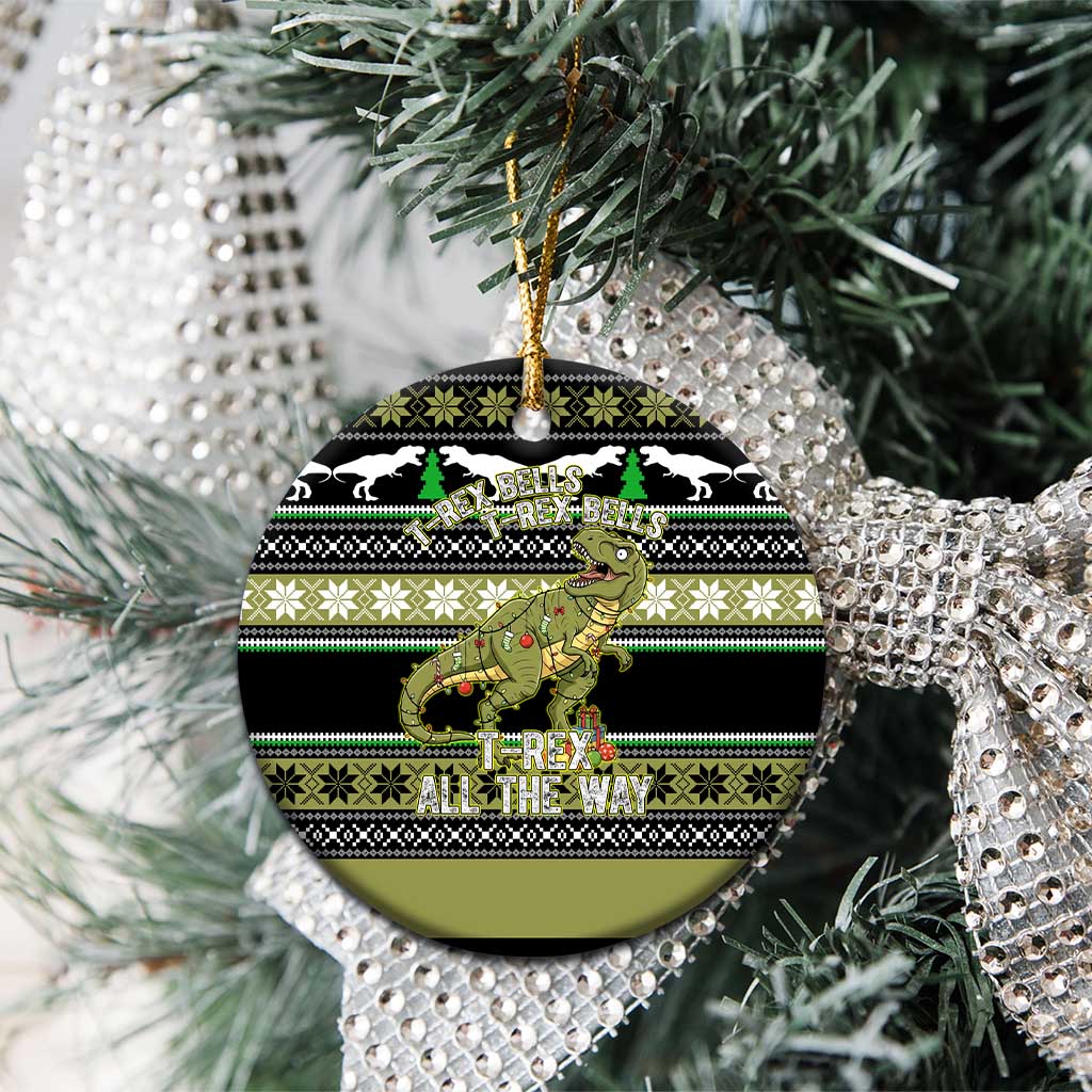 Christmas T Rex Tree Ceramic Ornament Xmas Holiday Patterns - Wonder Print Shop
