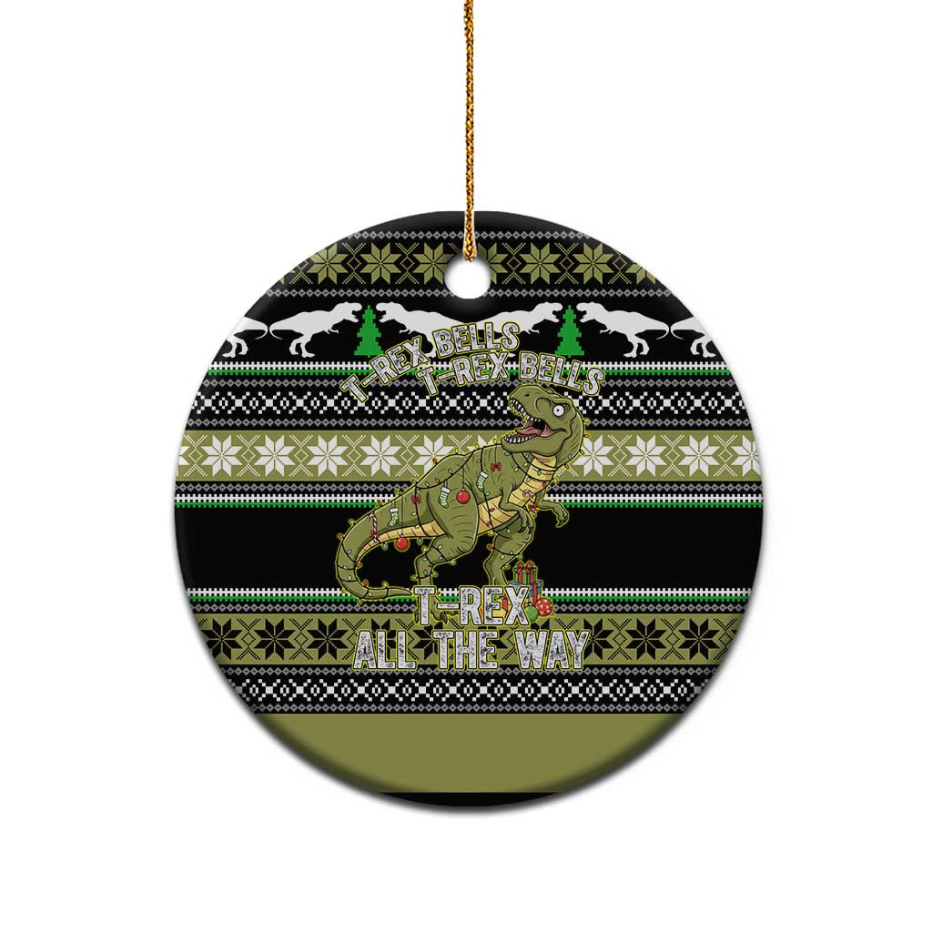 Christmas T Rex Tree Ceramic Ornament Xmas Holiday Patterns - Wonder Print Shop