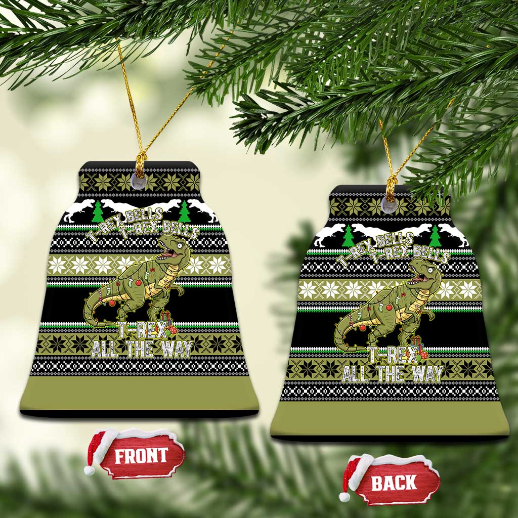 Christmas T Rex Tree Ceramic Ornament Xmas Holiday Patterns - Wonder Print Shop