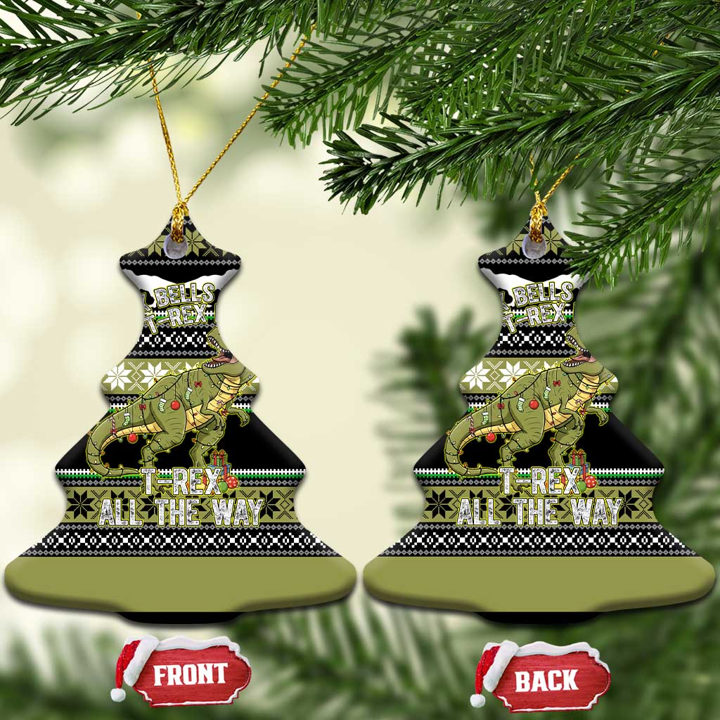 Christmas T Rex Tree Ceramic Ornament Xmas Holiday Patterns - Wonder Print Shop