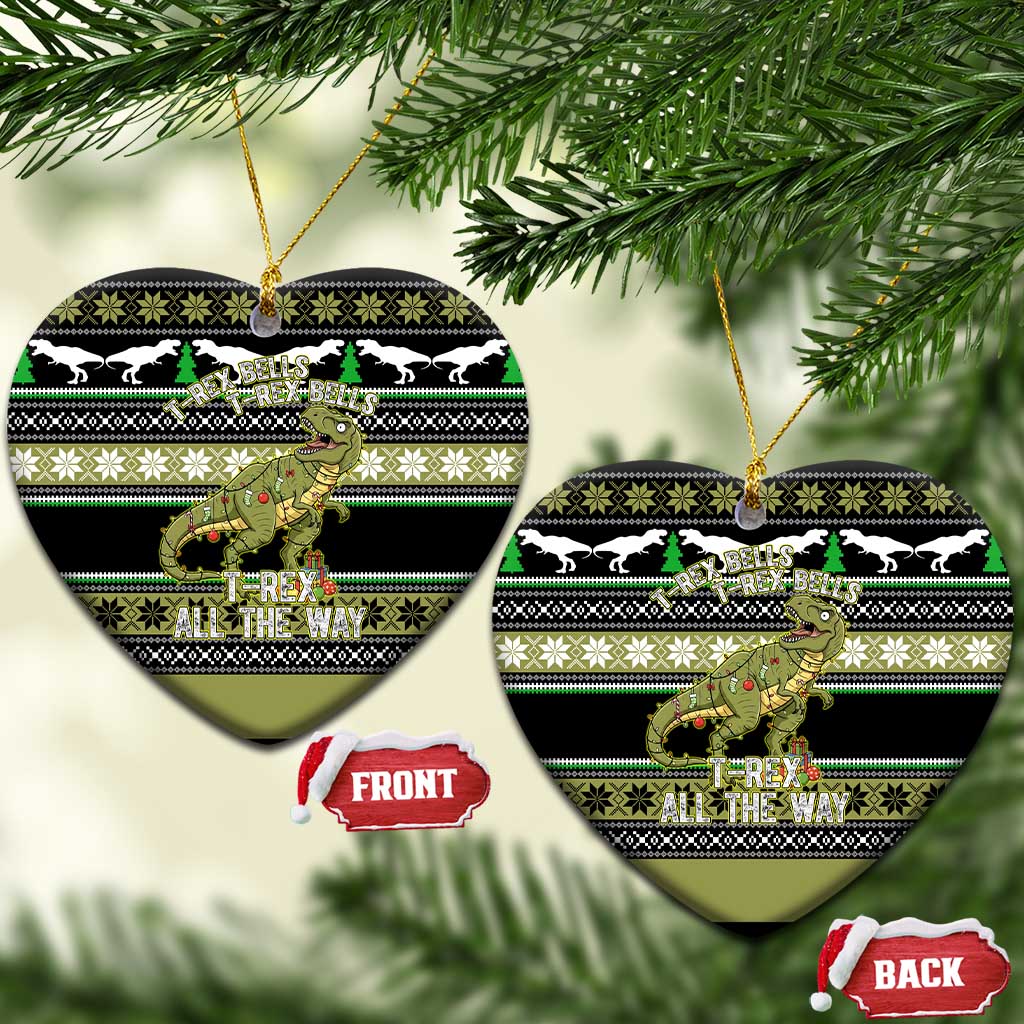 Christmas T Rex Tree Ceramic Ornament Xmas Holiday Patterns - Wonder Print Shop