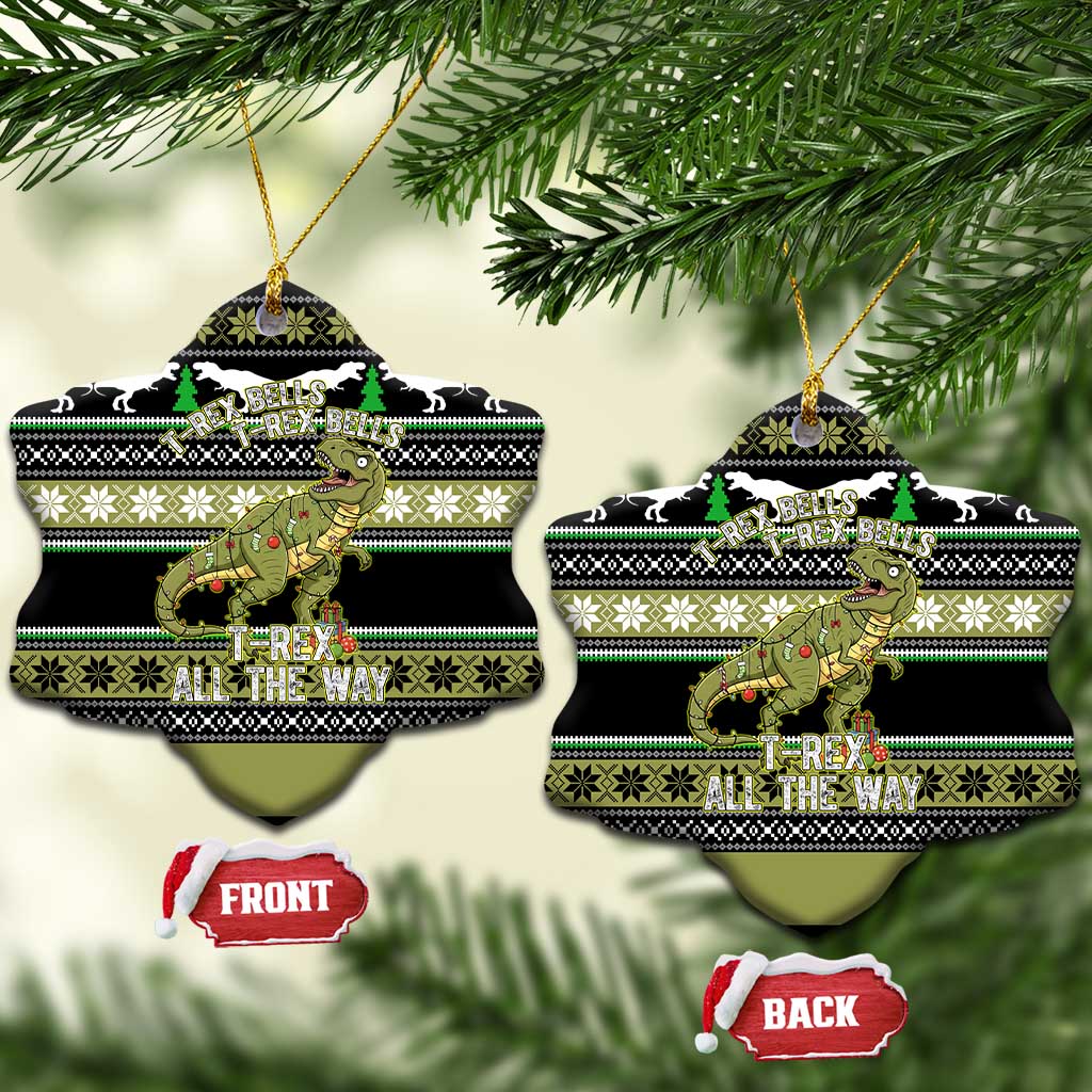 Christmas T Rex Tree Ceramic Ornament Xmas Holiday Patterns - Wonder Print Shop
