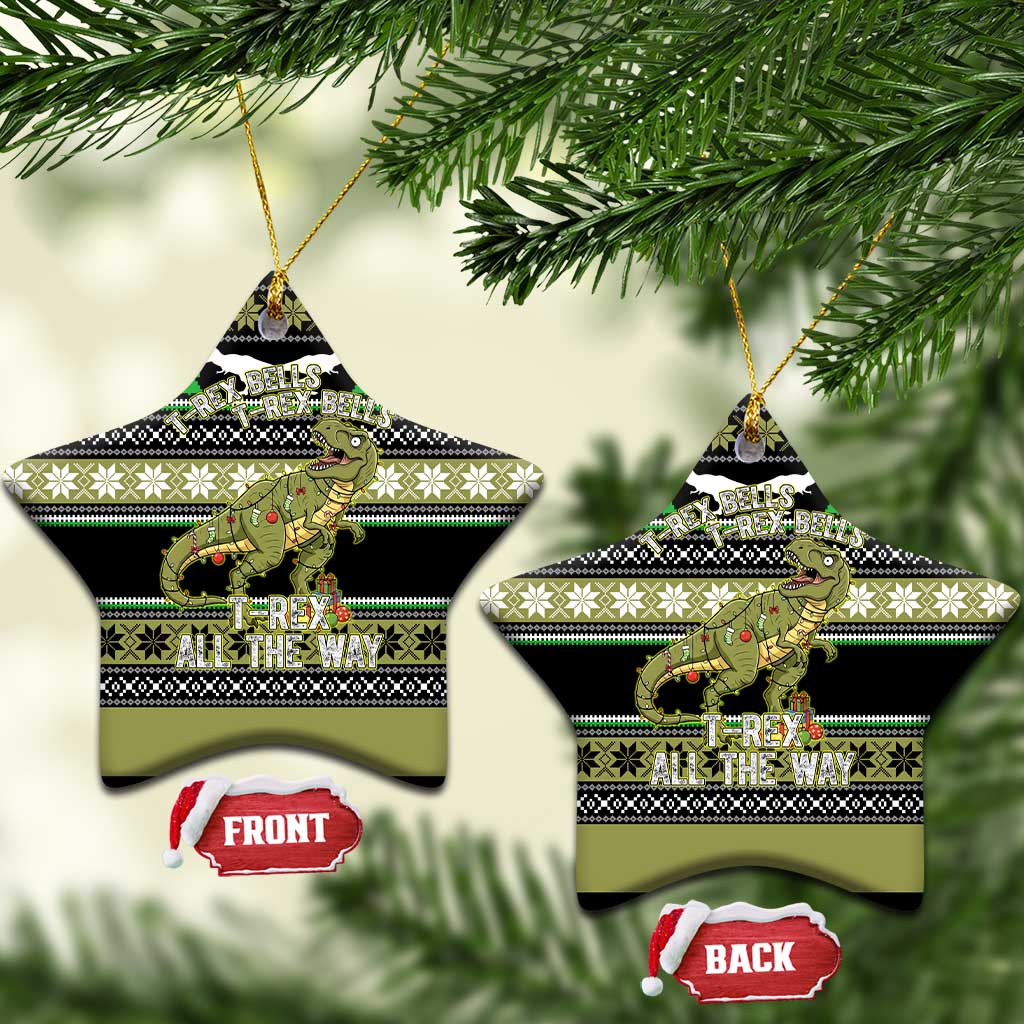 Christmas T Rex Tree Ceramic Ornament Xmas Holiday Patterns - Wonder Print Shop