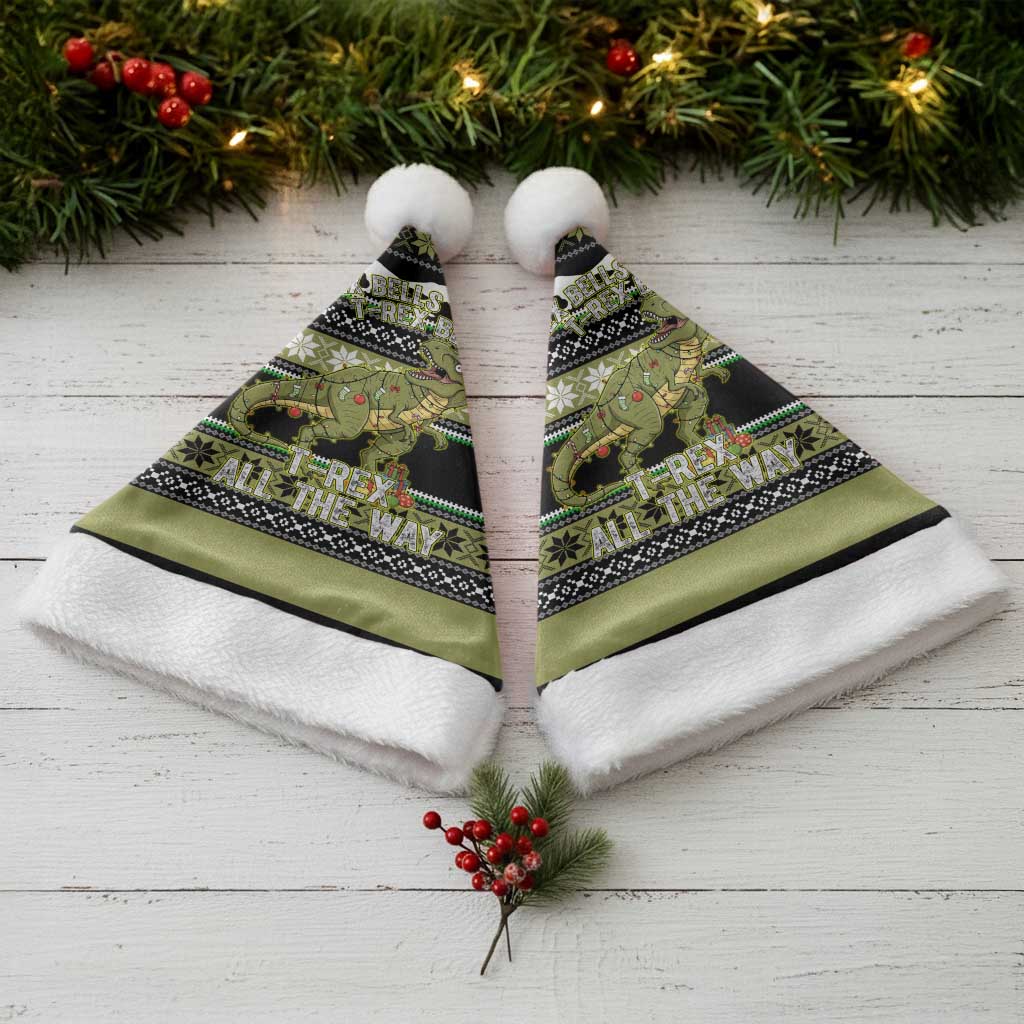 Christmas T Rex Tree Christmas Santa Hat Xmas Holiday Patterns - Wonder Print Shop