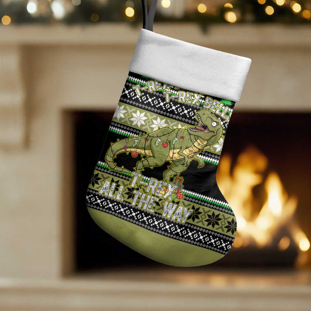 Christmas T Rex Tree Christmas Stocking Xmas Holiday Patterns - Wonder Print Shop