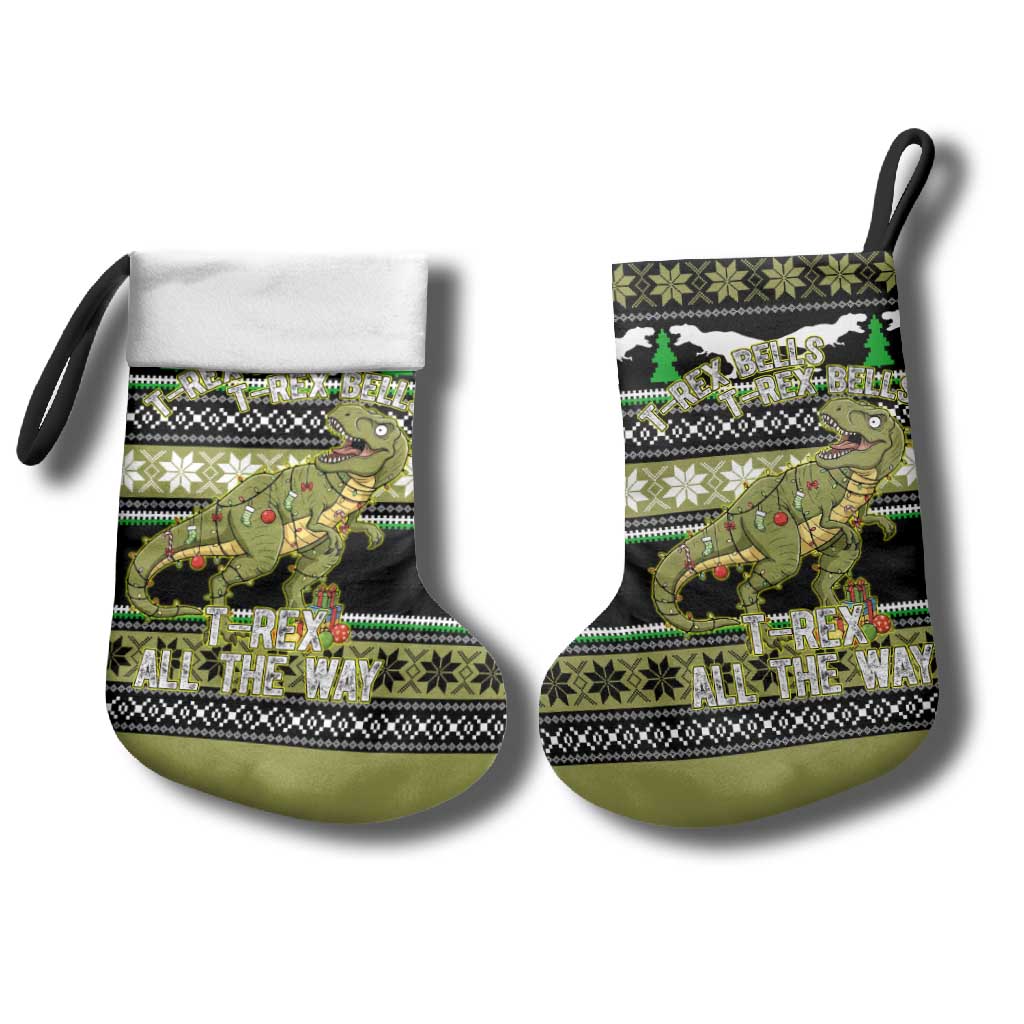Christmas T Rex Tree Christmas Stocking Xmas Holiday Patterns - Wonder Print Shop