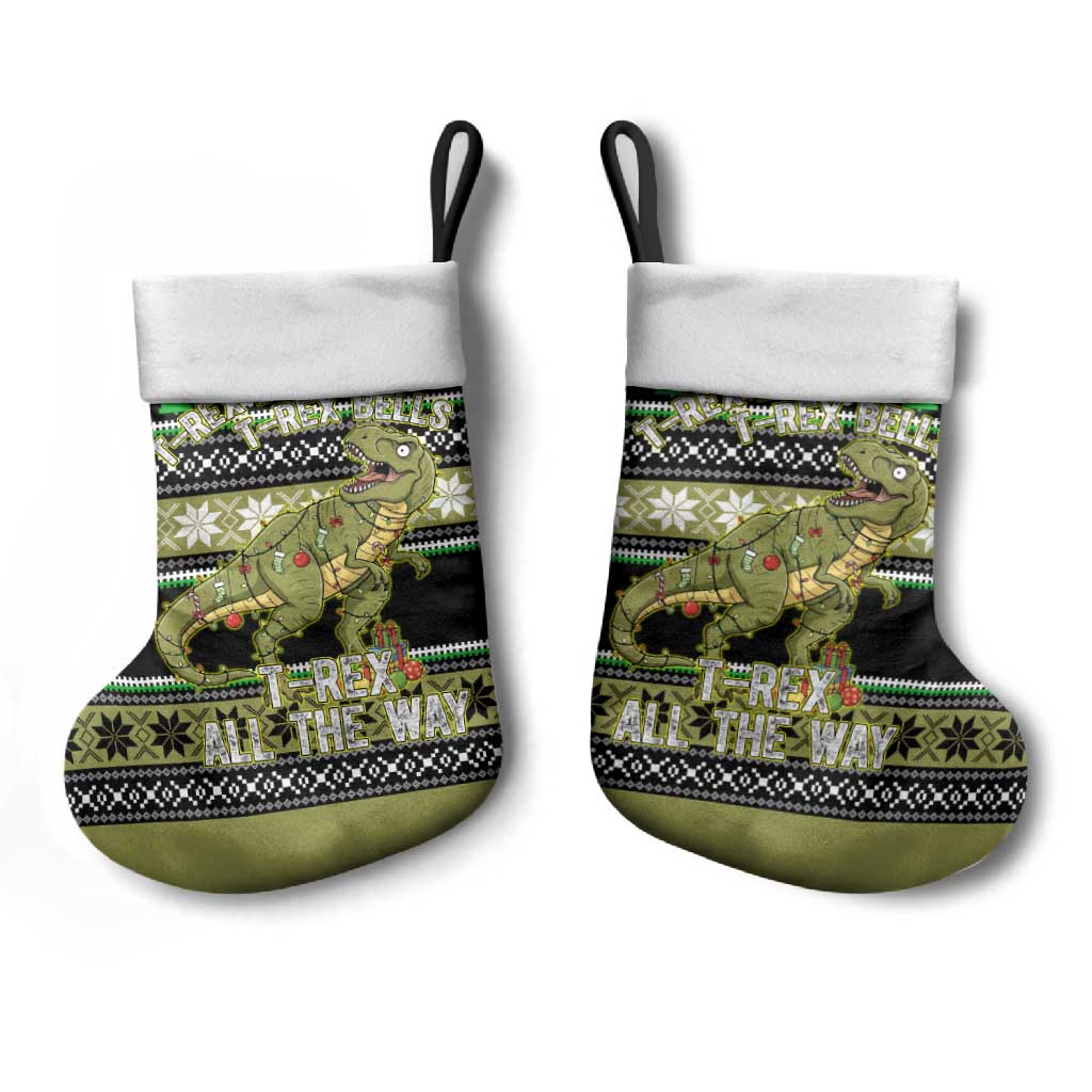 Christmas T Rex Tree Christmas Stocking Xmas Holiday Patterns - Wonder Print Shop
