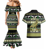 Christmas T Rex Tree Couples Matching Mermaid Dress and Hawaiian Shirt Xmas Holiday Patterns - Wonder Print Shop