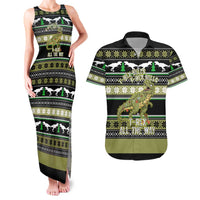 Christmas T Rex Tree Couples Matching Tank Maxi Dress and Hawaiian Shirt Xmas Holiday Patterns - Wonder Print Shop