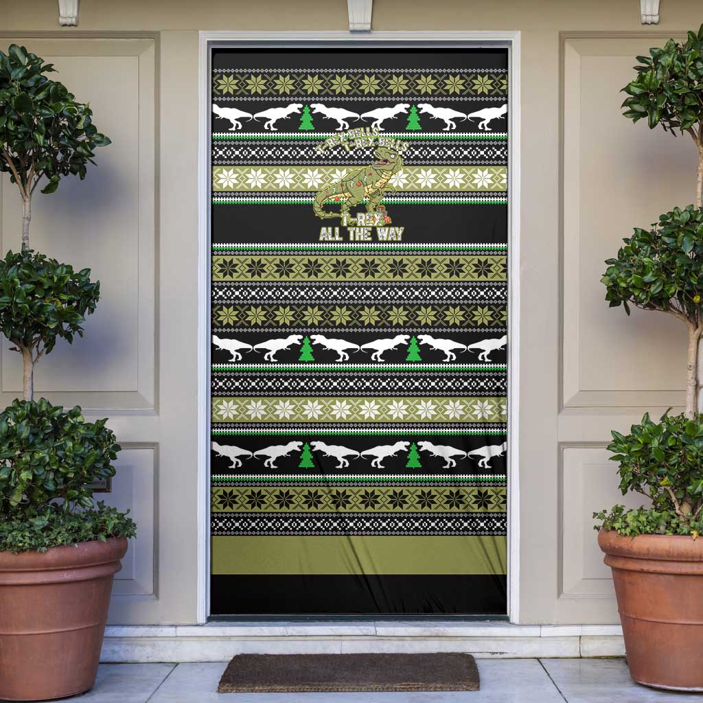 Christmas T Rex Tree Door Cover Xmas Holiday Patterns - Wonder Print Shop