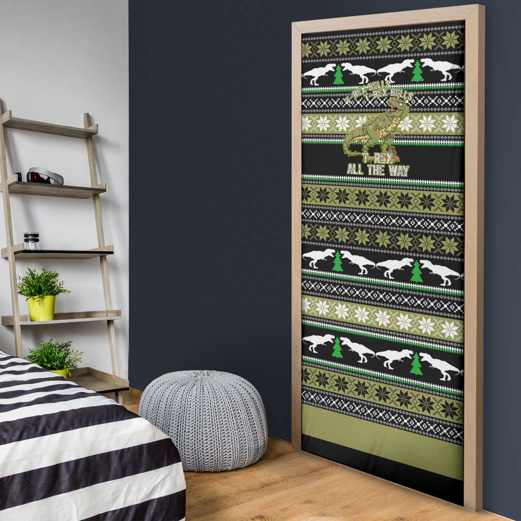 Christmas T Rex Tree Door Cover Xmas Holiday Patterns - Wonder Print Shop