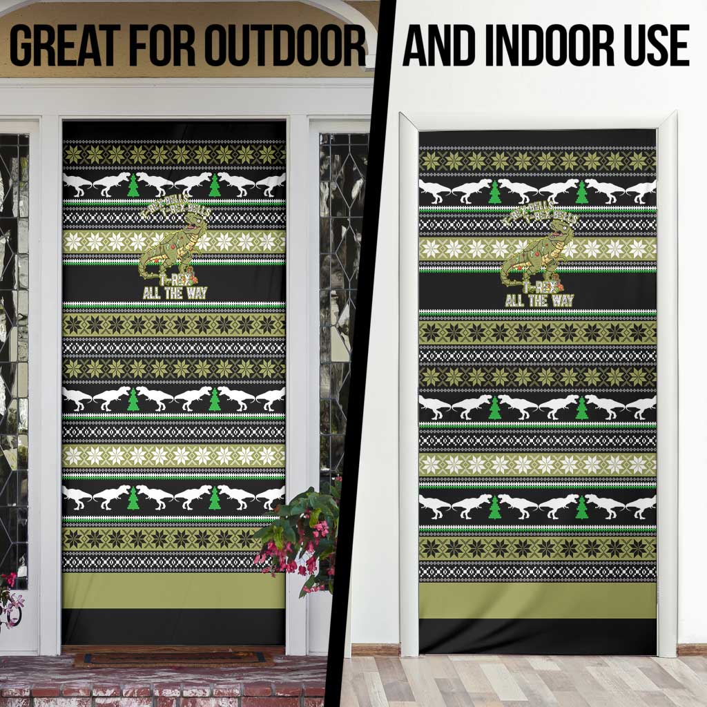 Christmas T Rex Tree Door Cover Xmas Holiday Patterns - Wonder Print Shop