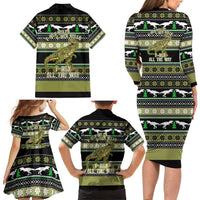 Christmas T Rex Tree Family Matching Long Sleeve Bodycon Dress and Hawaiian Shirt Xmas Holiday Patterns - Wonder Print Shop