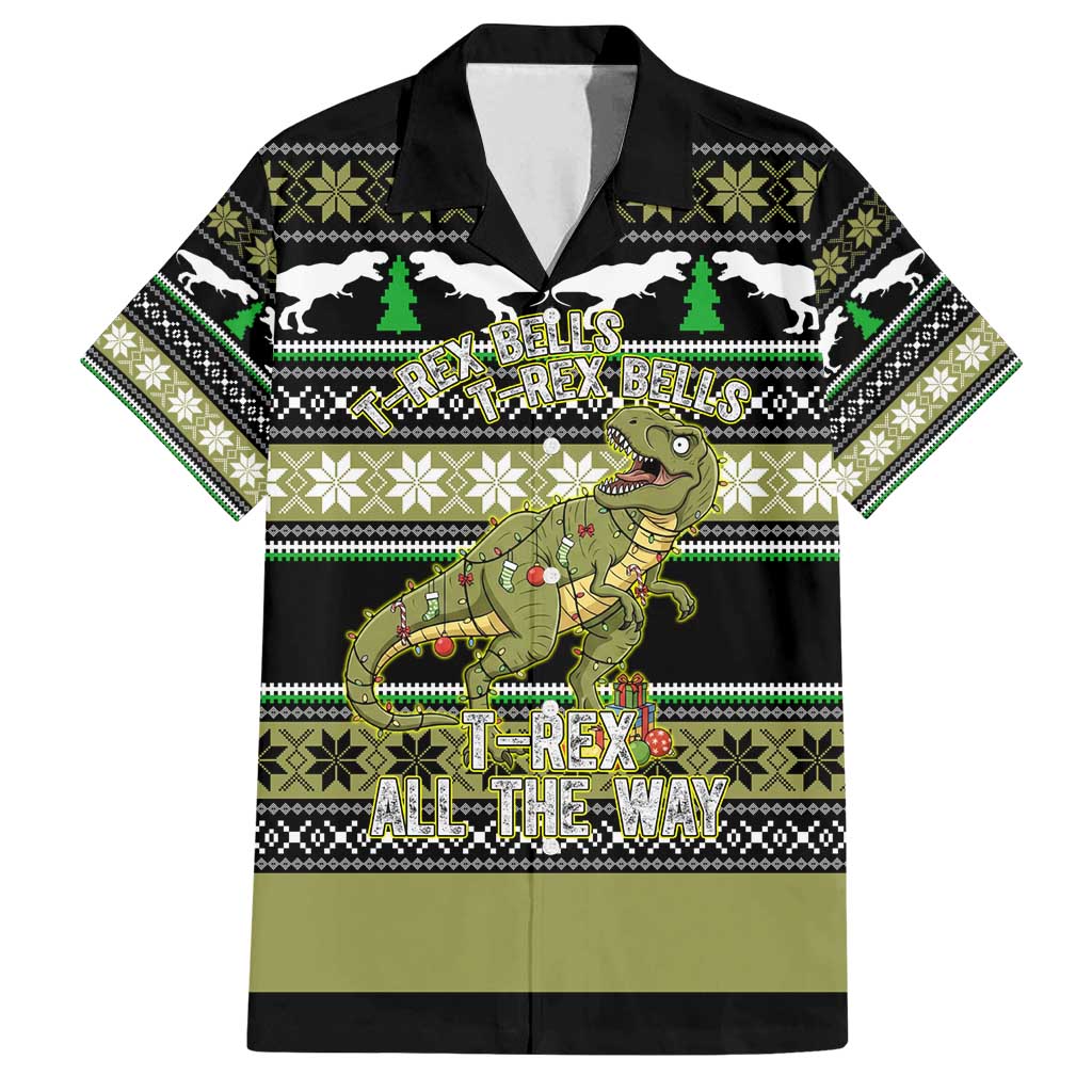 Christmas T Rex Tree Family Matching Long Sleeve Bodycon Dress and Hawaiian Shirt Xmas Holiday Patterns - Wonder Print Shop
