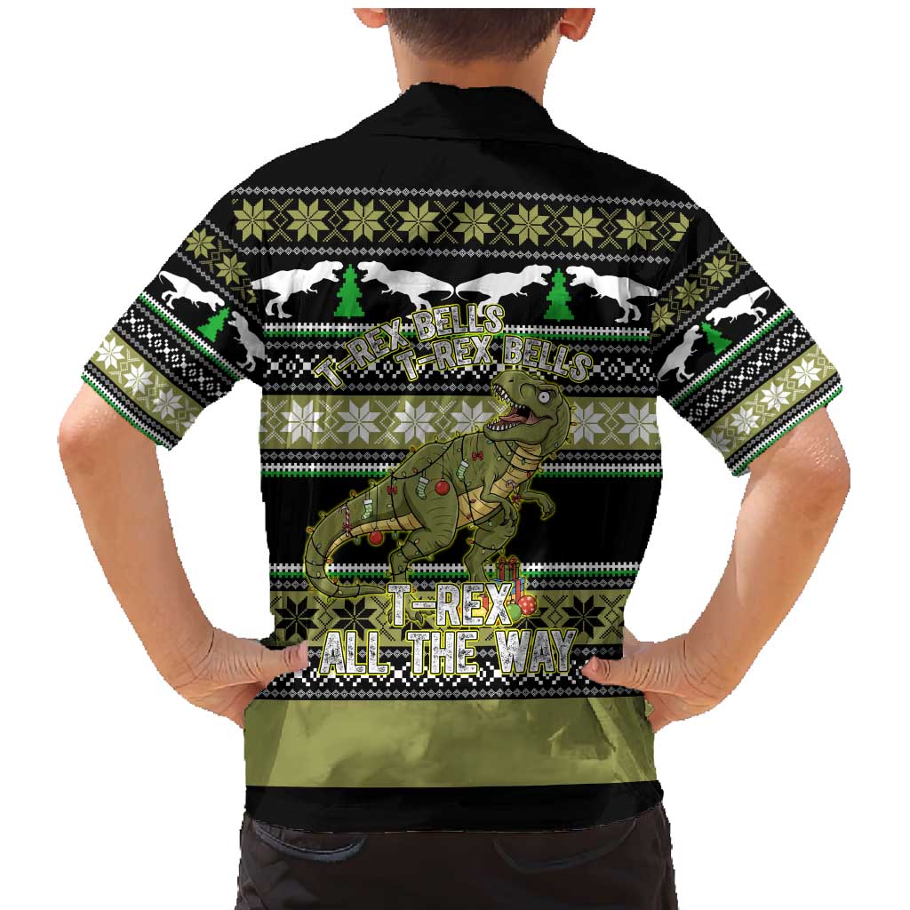 Christmas T Rex Tree Family Matching Mermaid Dress and Hawaiian Shirt Xmas Holiday Patterns - Wonder Print Shop