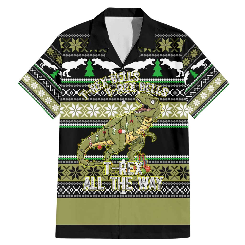 Christmas T Rex Tree Family Matching Mermaid Dress and Hawaiian Shirt Xmas Holiday Patterns - Wonder Print Shop