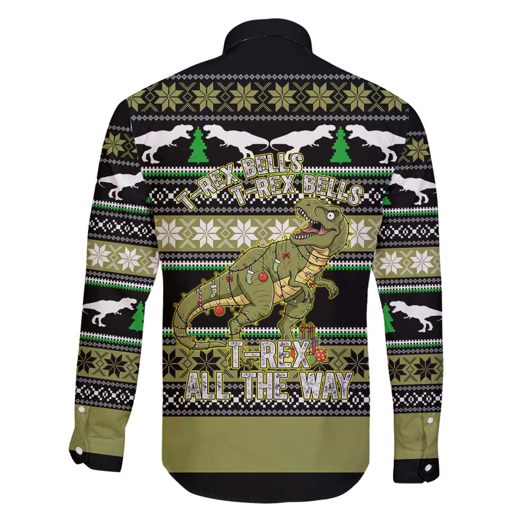 Christmas T Rex Tree Family Matching Off Shoulder Maxi Dress and Hawaiian Shirt Xmas Holiday Patterns - Wonder Print Shop