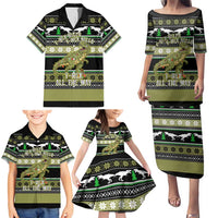 Christmas T Rex Tree Family Matching Puletasi and Hawaiian Shirt Xmas Holiday Patterns - Wonder Print Shop
