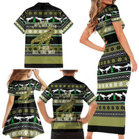 Christmas T Rex Tree Family Matching Short Sleeve Bodycon Dress and Hawaiian Shirt Xmas Holiday Patterns - Wonder Print Shop