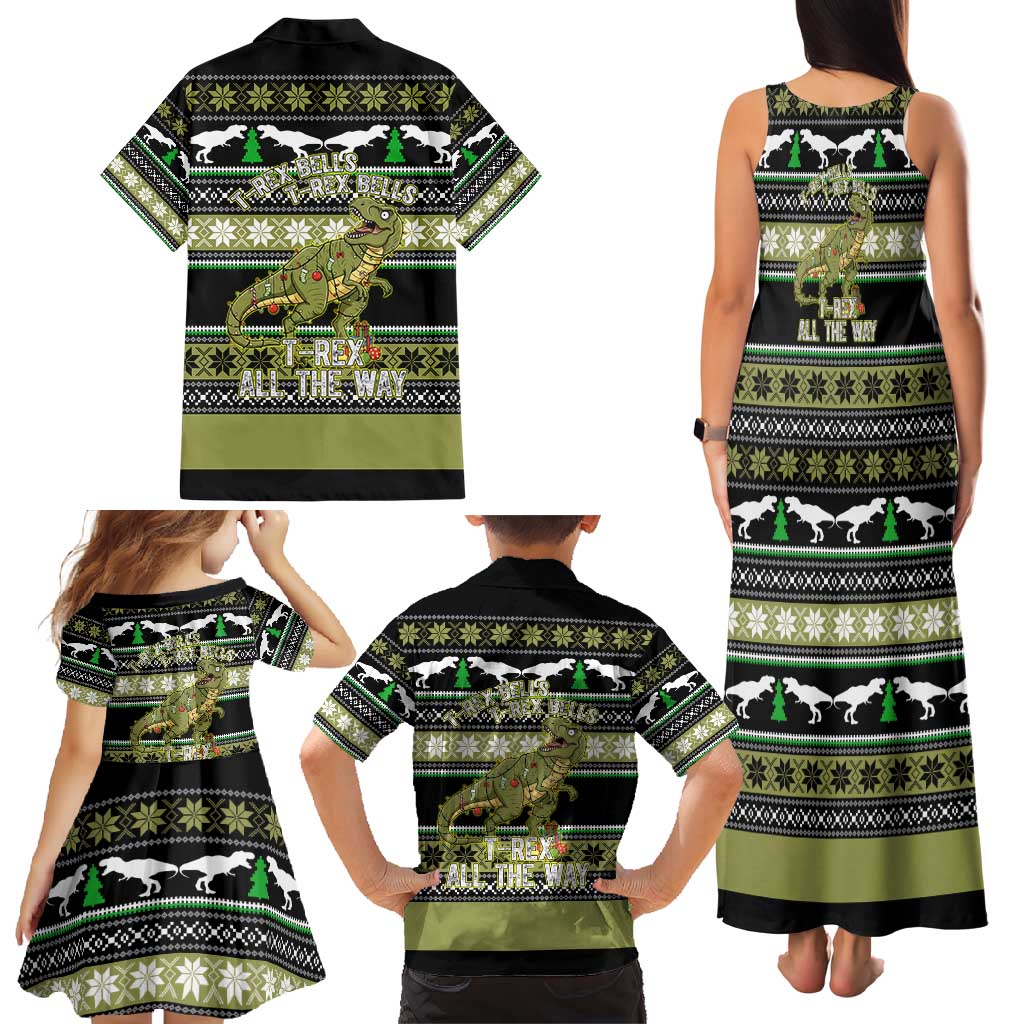 Christmas T Rex Tree Family Matching Tank Maxi Dress and Hawaiian Shirt Xmas Holiday Patterns - Wonder Print Shop