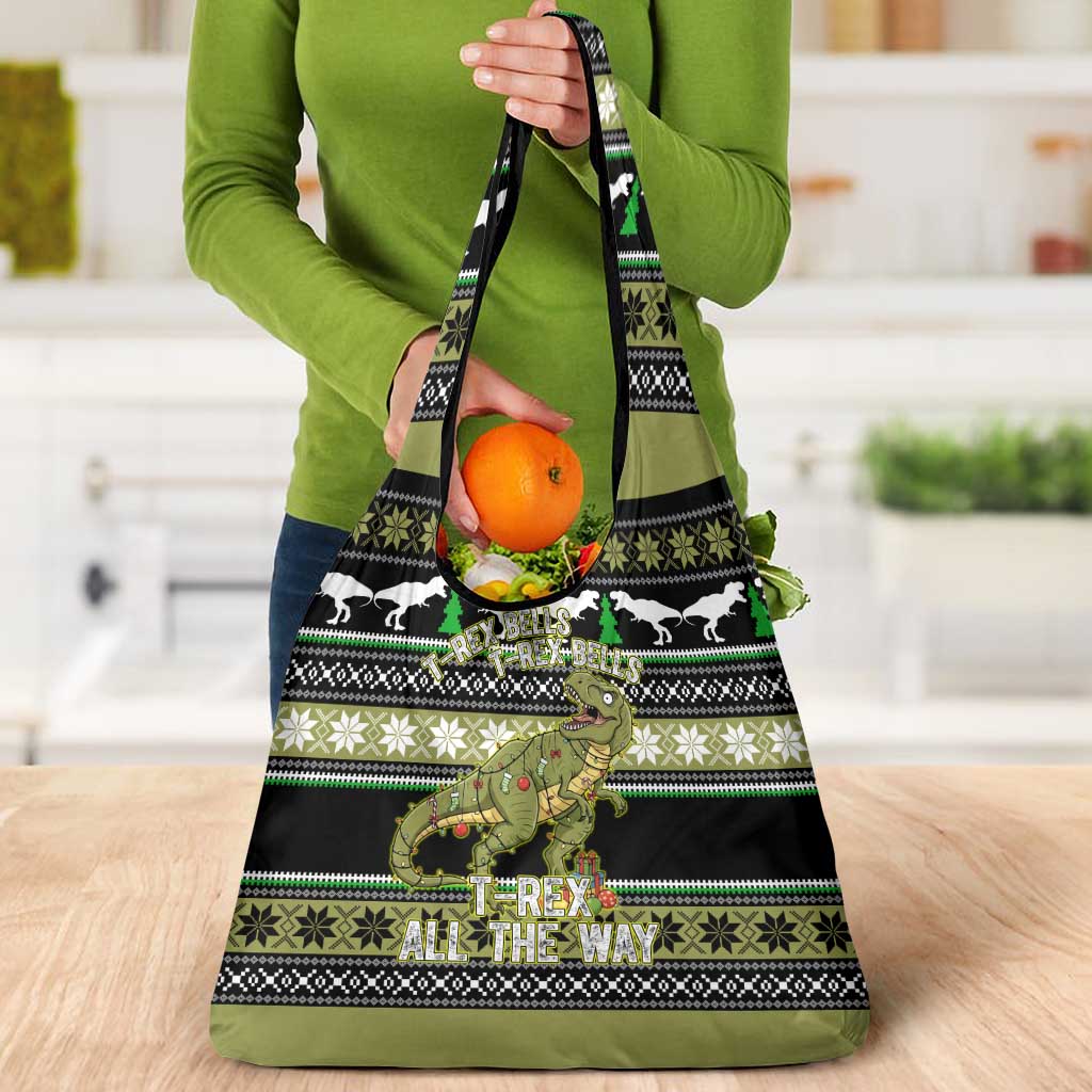 Christmas T Rex Tree Grocery Bag Xmas Holiday Patterns - Wonder Print Shop