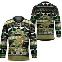 Christmas T Rex Tree Hockey Jersey Xmas Holiday Patterns - Wonder Print Shop